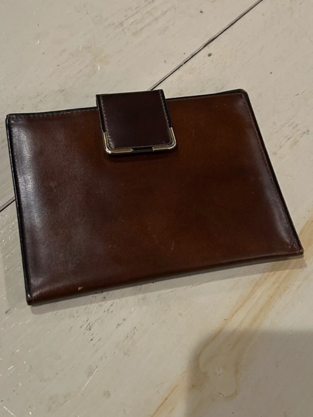 Bosca Brown Leather Card & Passport Holder with Snap